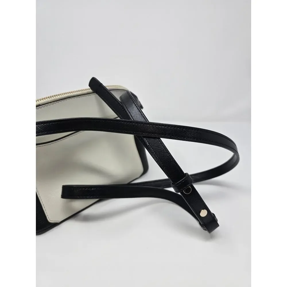 Kate Spade New York Crossbody Purse Black White Leather‎ Shoulder Bag Medium